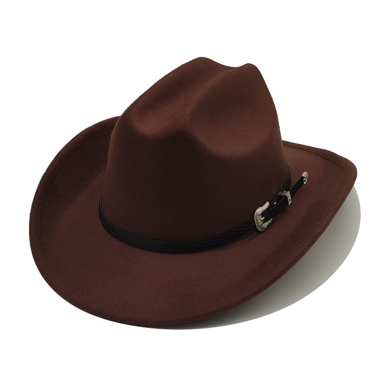 Willheoy Kids Cowboy Hat for Girls Boys Western Cowgirl Hat with Buckle Belt Unisex Wide Brim Fedora Hat Dress Up Costume - Image 1